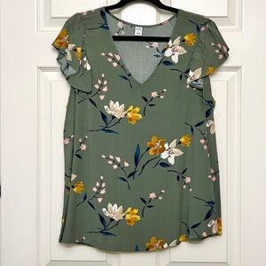 Women’s Old Navy Floral Print Flutter Sleeve Top Size L
